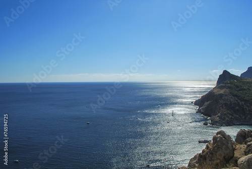 Mountains and sea at sunset