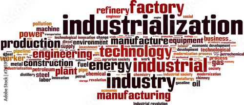 Industrialization word cloud concept. Vector illustration