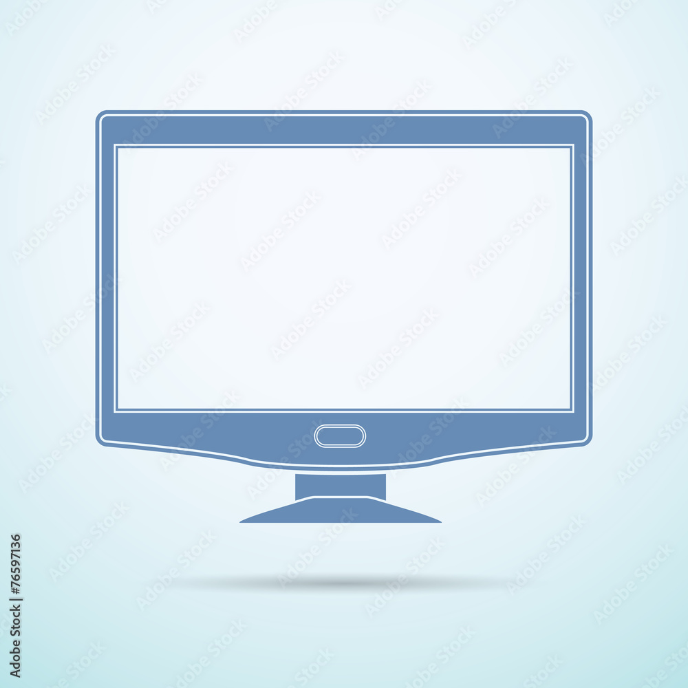 Widescreen monitor flat icon on blue background Widescreen monitor flat icon on blue background