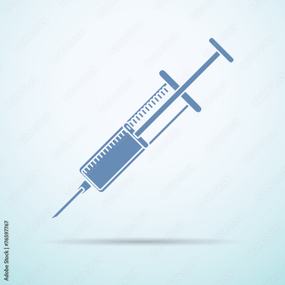 syringe flat icon with shadow on blue background syringe flat icon with shadow on blue background