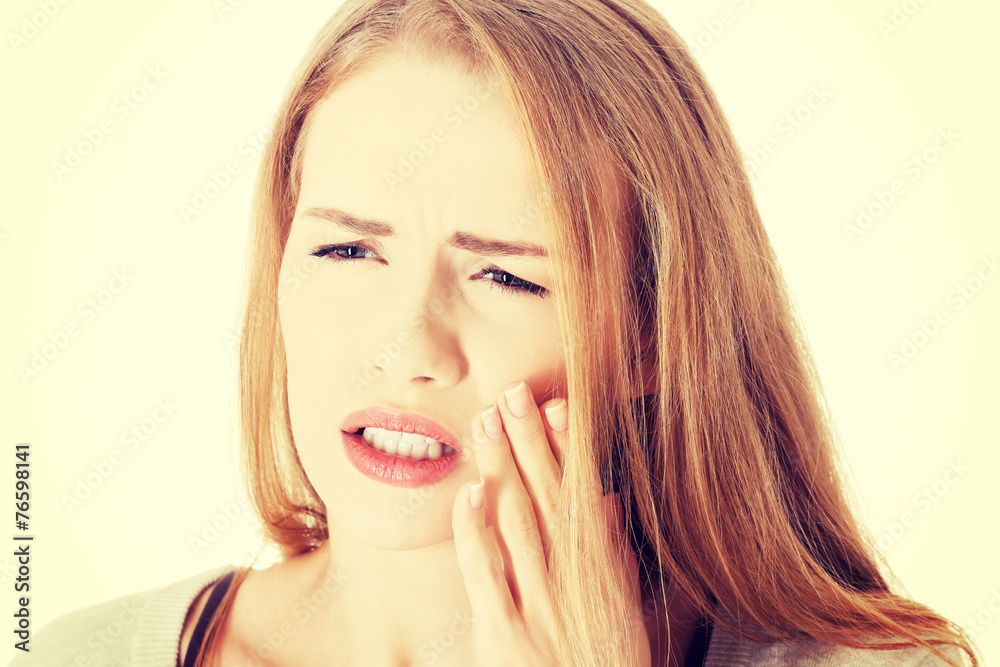 Beautiful casual woman with toothache. Beautiful casual woman with toothache.
