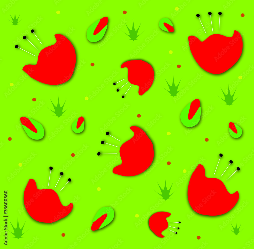 poppy flower corn red on green background poppy flower corn red on green background