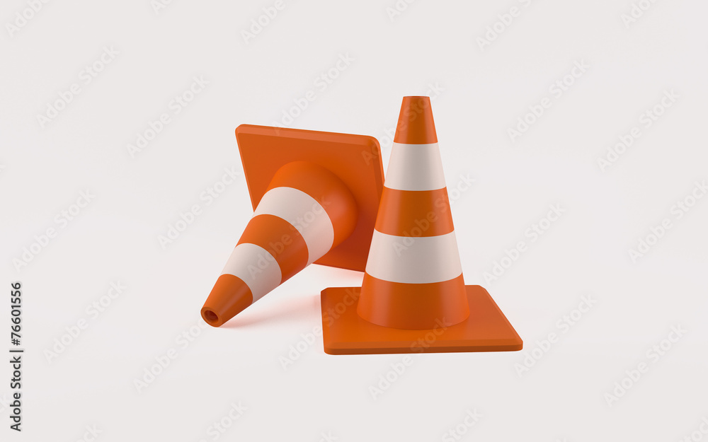 3d illustration of two trafficcones 3d illustration of two trafficcones