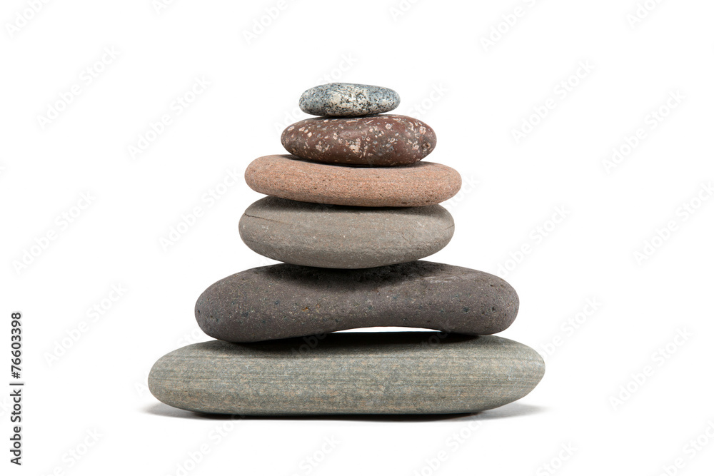 Colorful Stone Cairn Isolated on White Colorful Stone Cairn Isolated on White