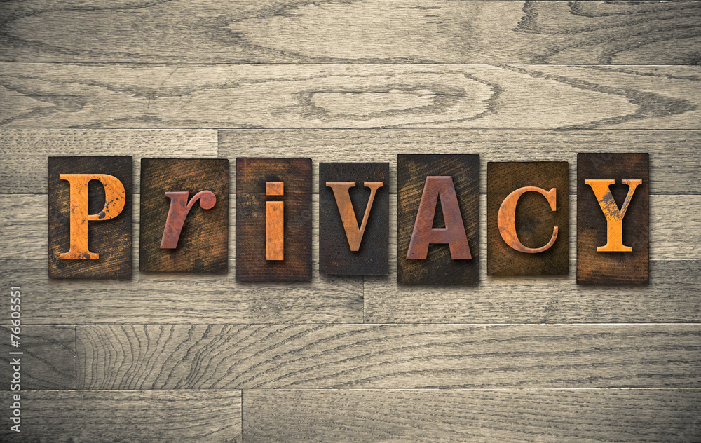 Fototapeta premium Privacy Wooden Letterpress Concept