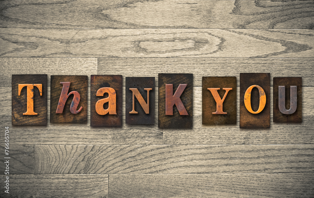 Fototapeta premium Thank You Wooden Letterpress Concept