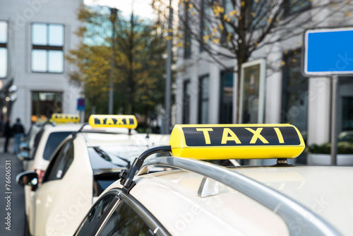 Array Of Taxi Cabs Parked