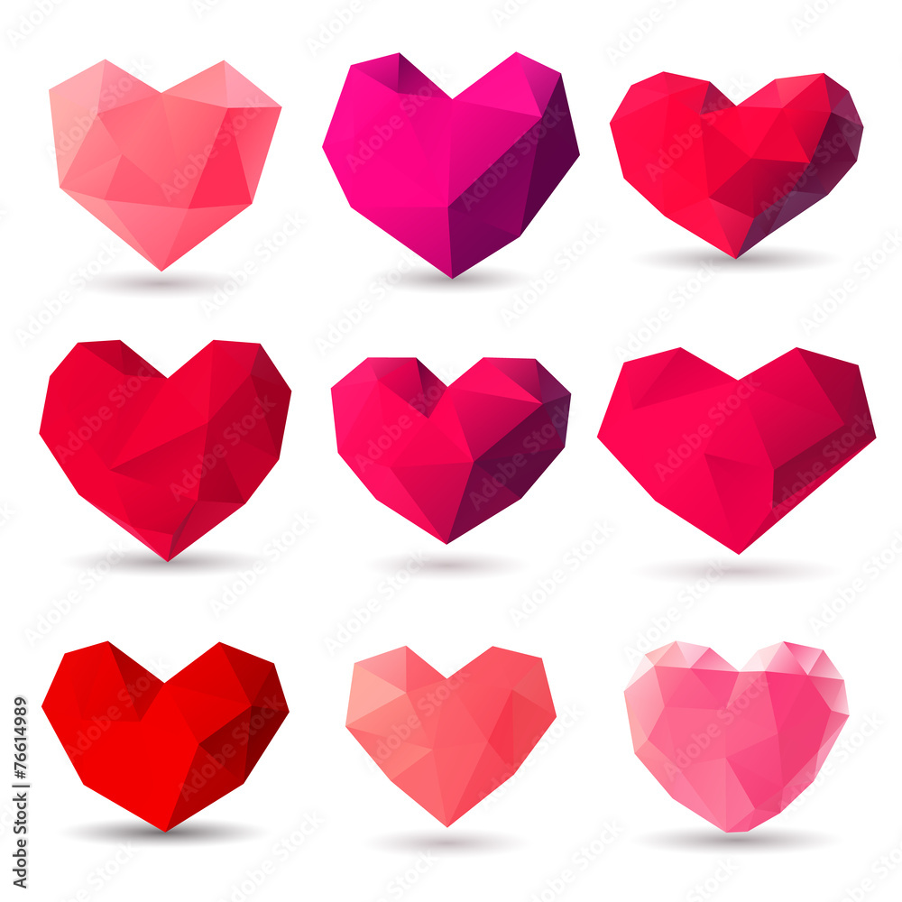 Set of heart gem symbols