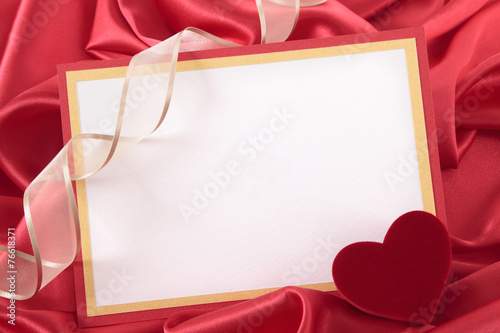 Valentine card with ribbon and gift box