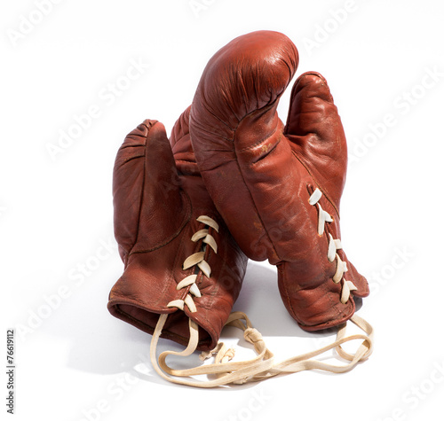 Canvas Print Pair of vintage leather boxing gloves