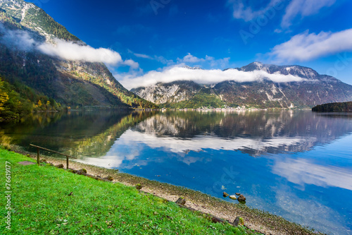 Fototapeta Naklejka Na Ścianę i Meble -  Mountain lake between by mountains