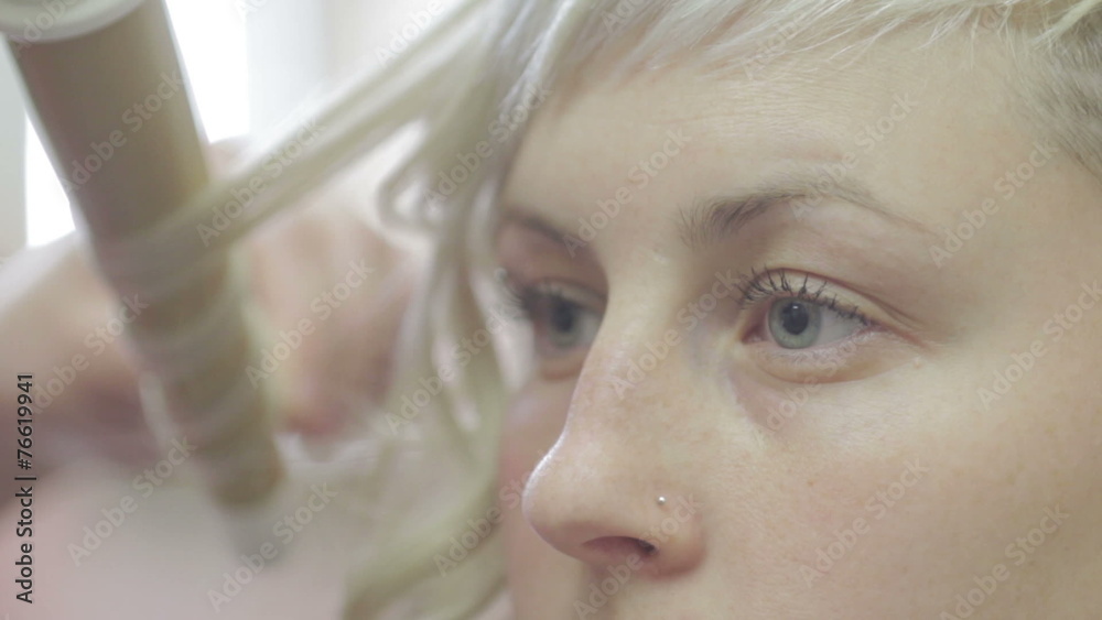 profile of a blond woman at the hairdresser - hairdresser - hairstylist profile of a blond woman at the hairdresser - hairdresser - hairstylist