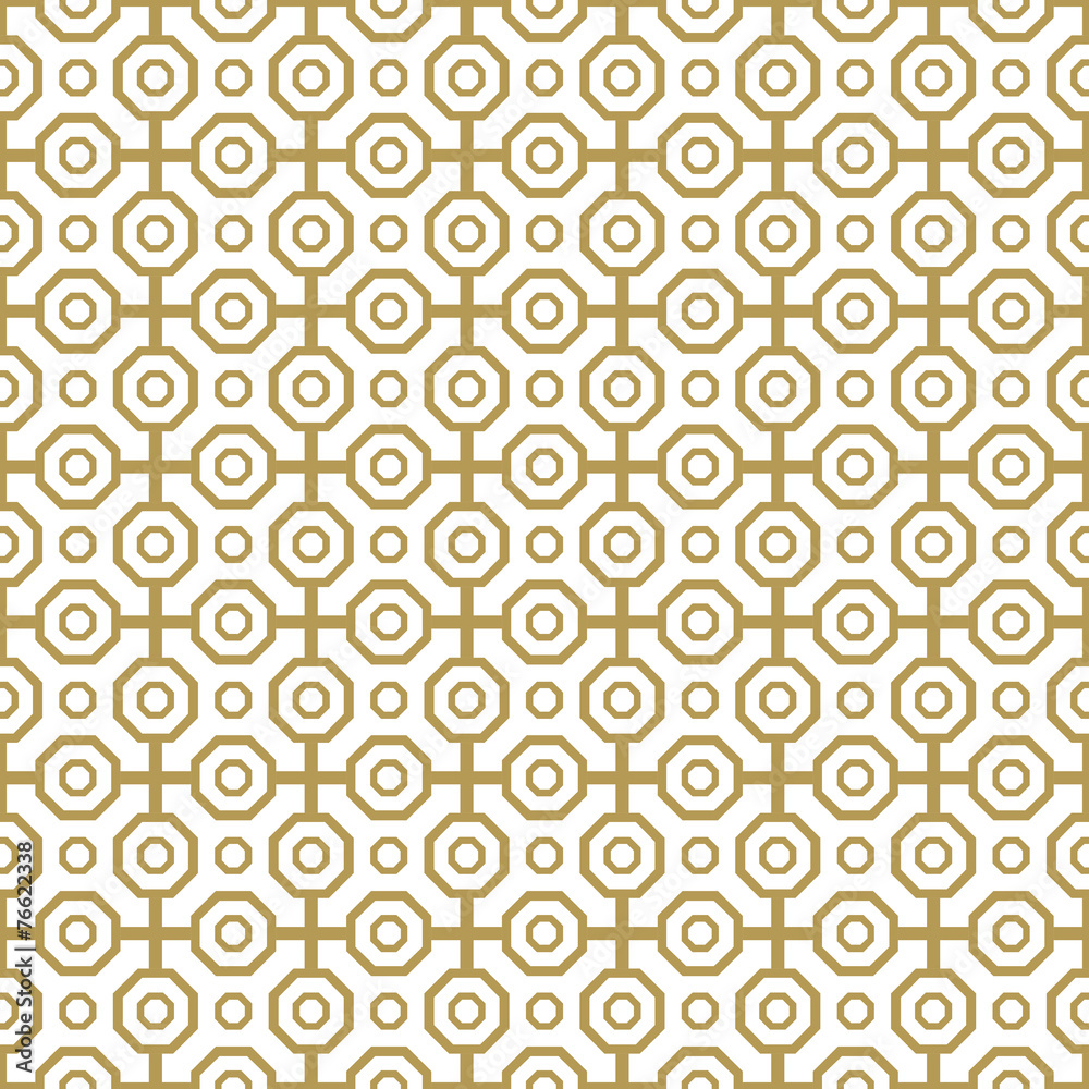 Geometric Abstract Seamless Vector Pattern with Golden Octagons