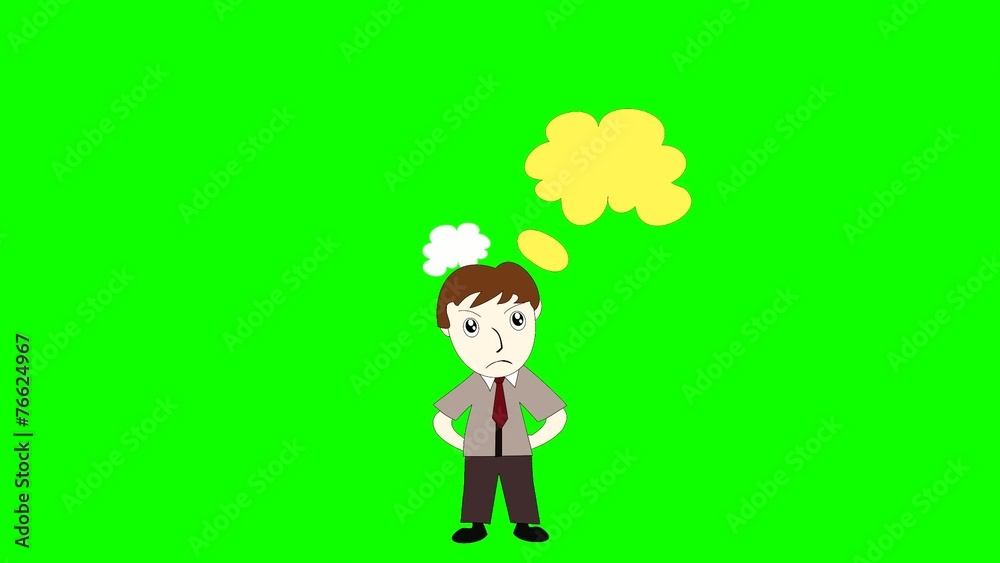 Business man thinking on a green background screen Business man thinking on a green background screen