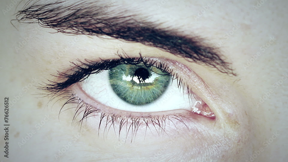 Close up of beautiful green woman's eye