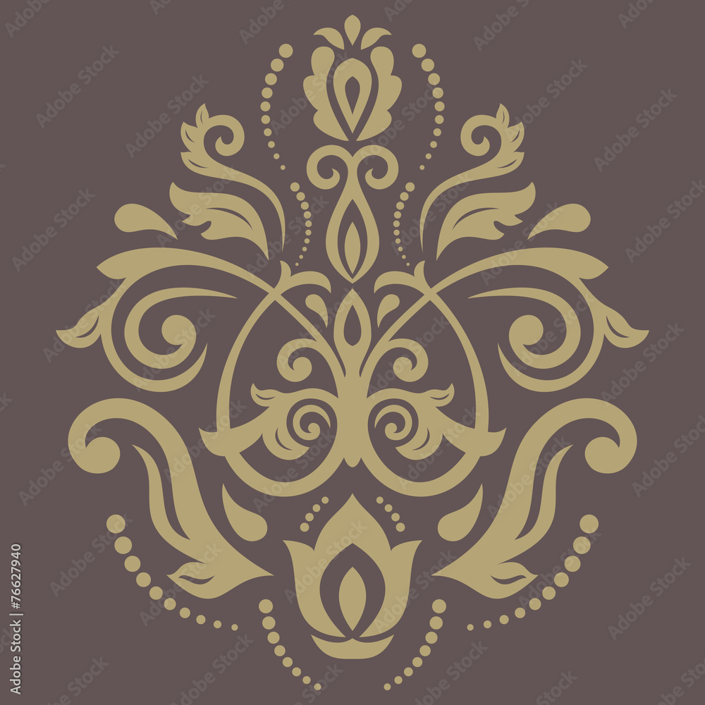 Orient Vector Pattern. Abstract Golden Ornament