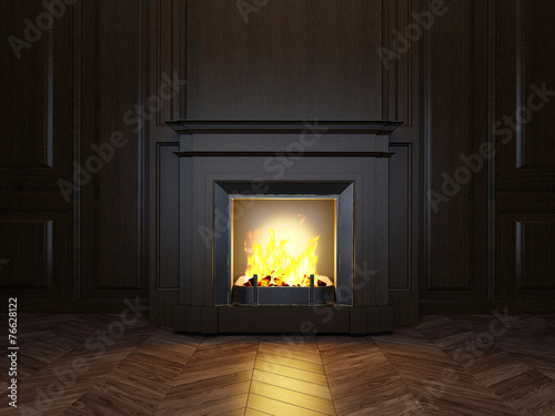 3d fireplace in the room