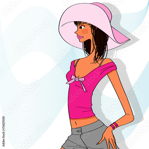 beautiful women in stylish hat