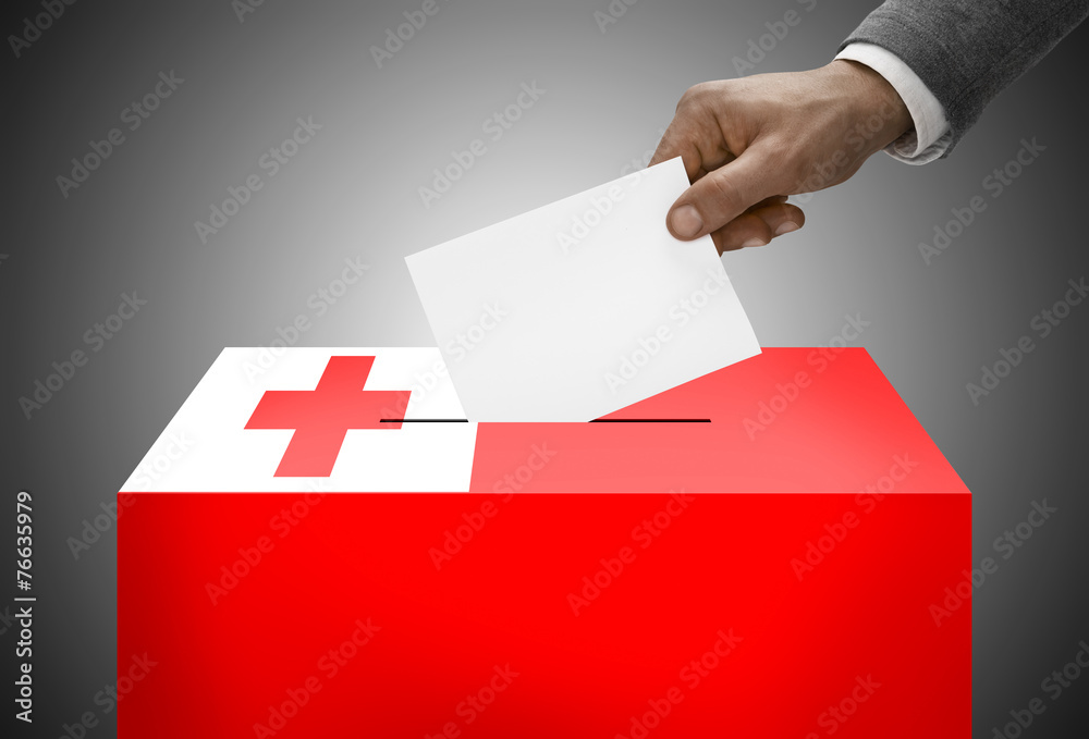 Ballot box painted into national flag colors - Tonga Ballot box painted into national flag colors - Tonga