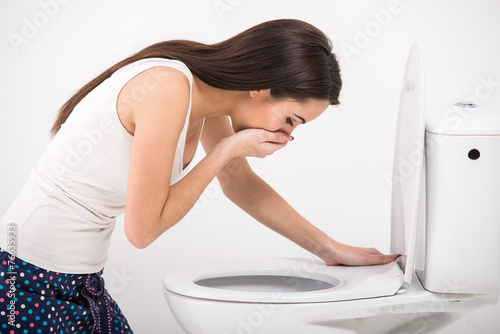 Woman in toilet photo