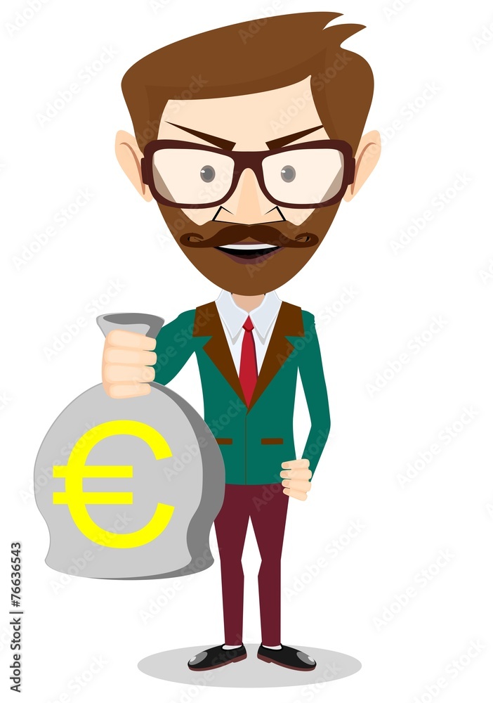 Successful Businessman or banker with a Bag of Gold Cash Euro
