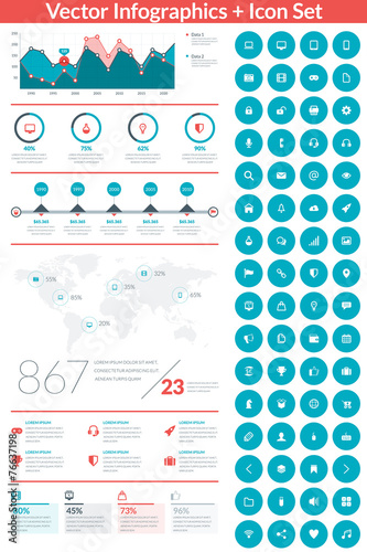 Flat style vector infographics and design elements with icon set