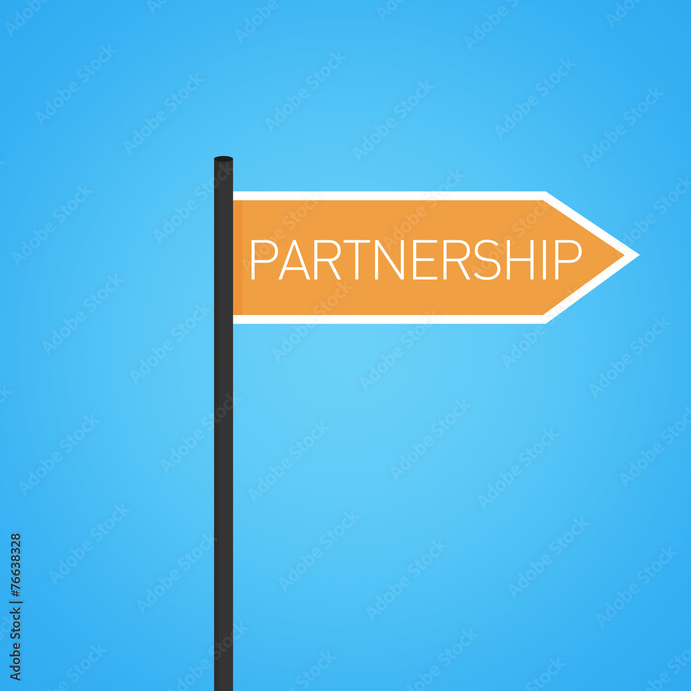 Partnership nearby, flat orange road sign Partnership nearby, flat orange road sign