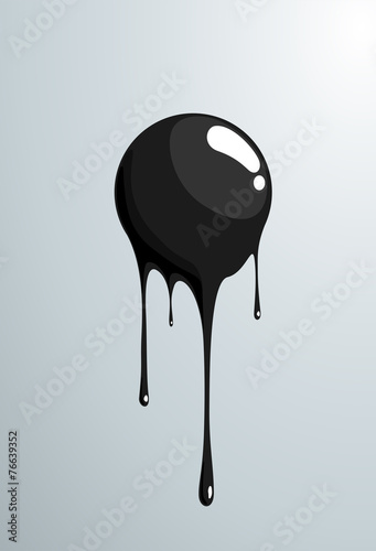 Black ball melting. Vector fresh painted sphere.
