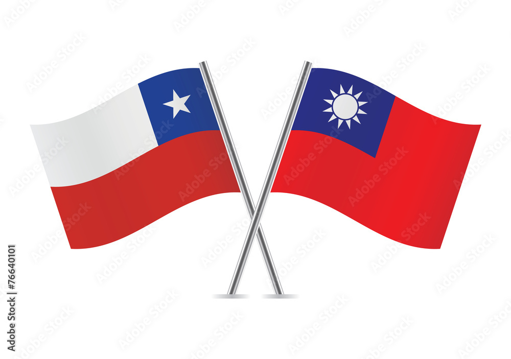 Chilean and Taiwanese flags. Vector illustration. Chilean and Taiwanese flags. Vector illustration.