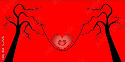Valentines card - Love tree with heart leaves