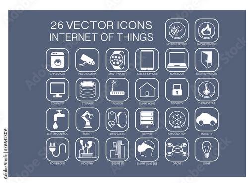 Reusable vector illustration icons for internet of things