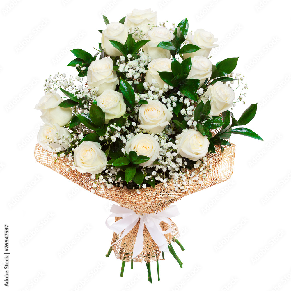 Obraz premium White roses bouquet isolated