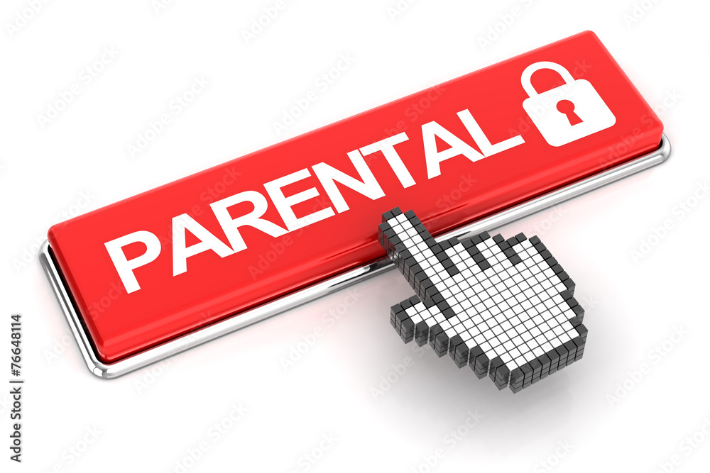 Clicking a parental lock button, 3d render Clicking a parental lock button, 3d render