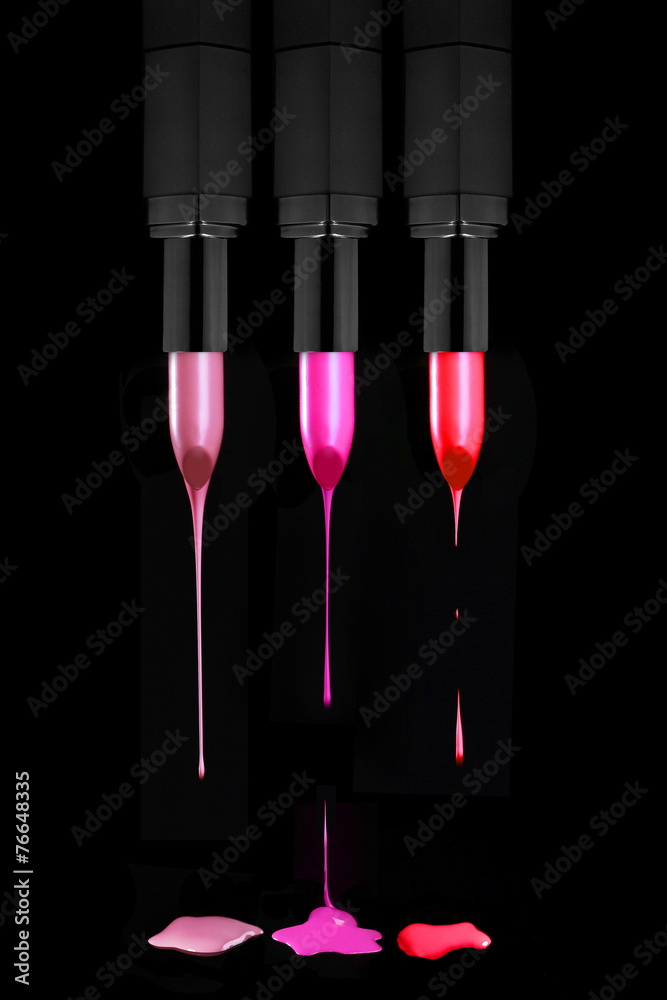 Dripping Lipsticks on a Black Background Dripping Lipsticks on a Black Background
