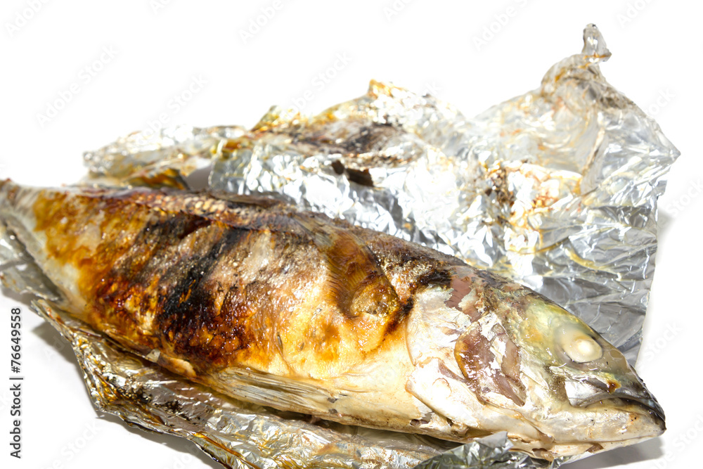 Fried fish in the foil