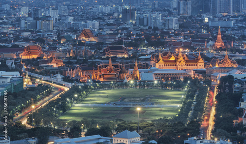 Grand palace at twilight in Bangkok, Thailand