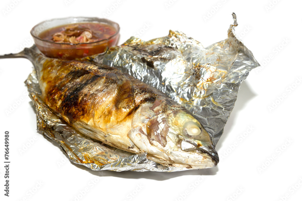 Fried fish in the foil