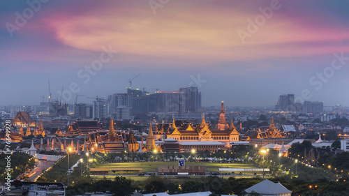 Grand palace at twilight in Bangkok, Thailand