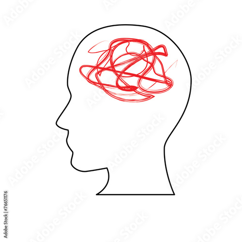 white and red silhouette symbolizing Confusion