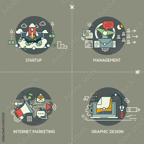Startup, management, internet marketing, graphic design