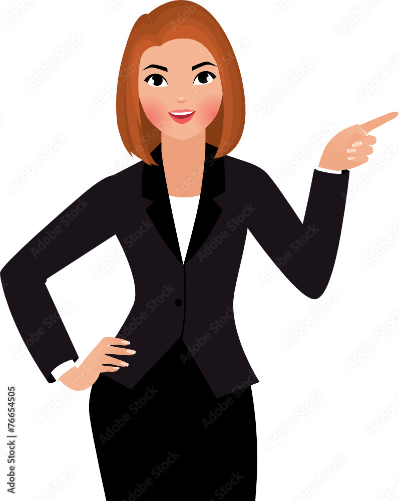 Business woman isolated on a white background points hand Business woman isolated on a white background points hand