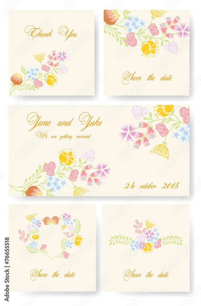Цветочные баннеры для свадебного приглашения
