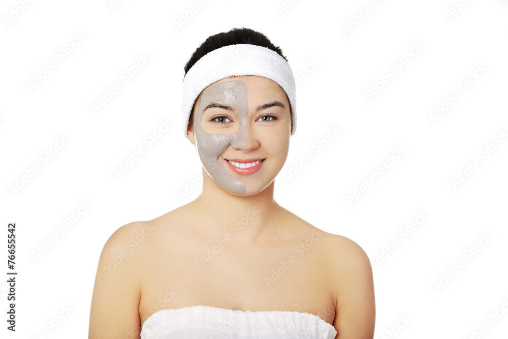 Relaxed woman with a nourishing face mask Relaxed woman with a nourishing face mask