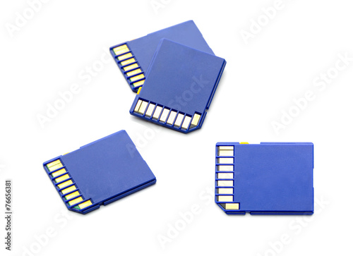 Four sd memory cards on white