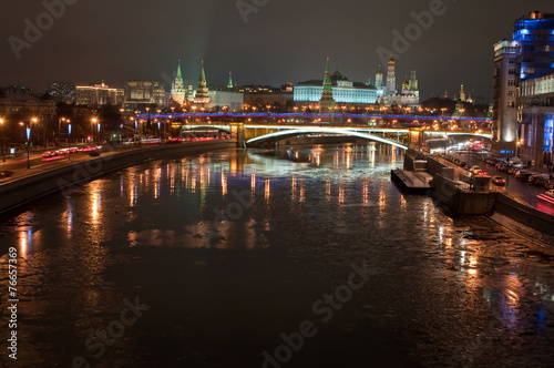 The Moscow Kremlin at night. © sergunt