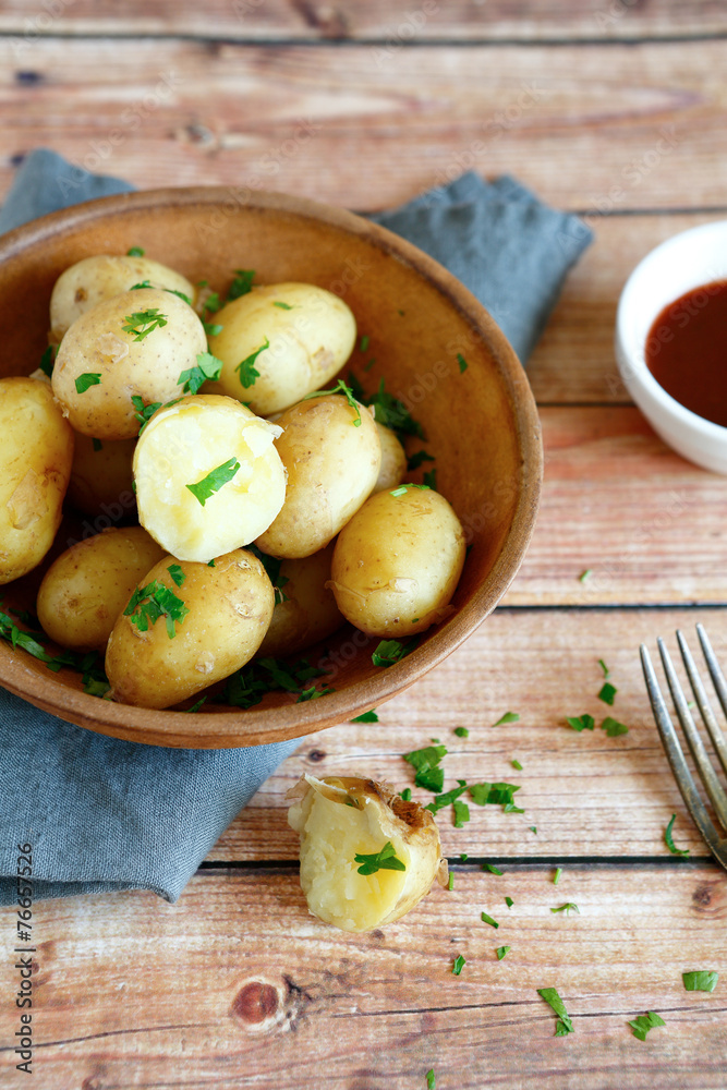 Boiled potatoes in a bowl Boiled potatoes in a bowl