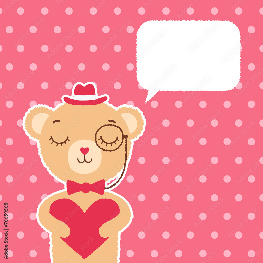 Cute hipster bear with talking bubble Cute hipster bear with talking bubble