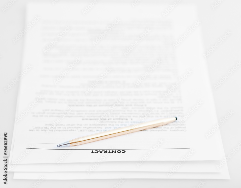 three pages of sales contract and golden pen three pages of sales contract and golden pen