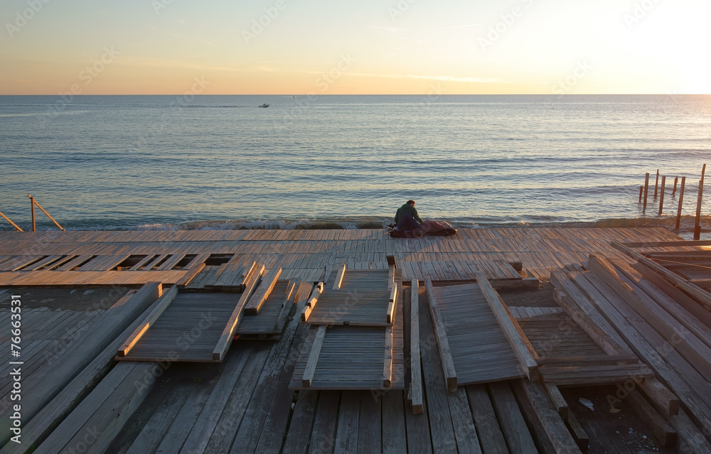 Obraz premium Ostia Beach sunset in Rome