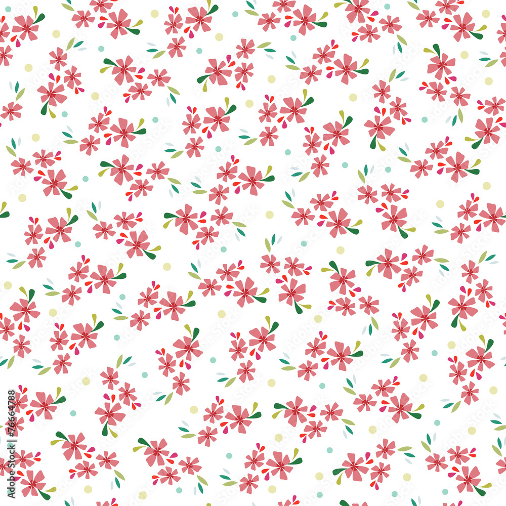 cute pink vector flowers seamless pattern